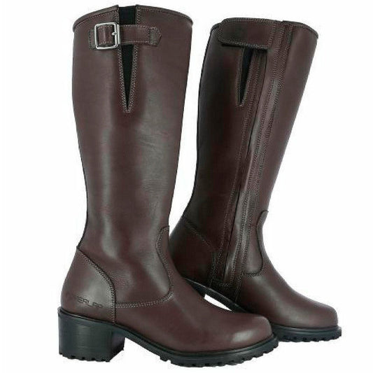 WCL Womens Motorcycle Riding Boots - Short Brown Biker Boots WCL Helmet