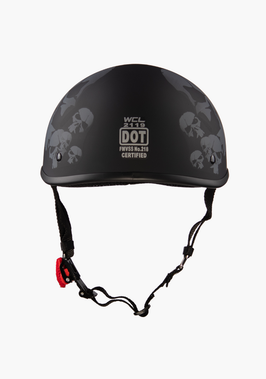 WCL Lightest and Smallest DOT Beanie Motorcycle Half Helmet - Skull