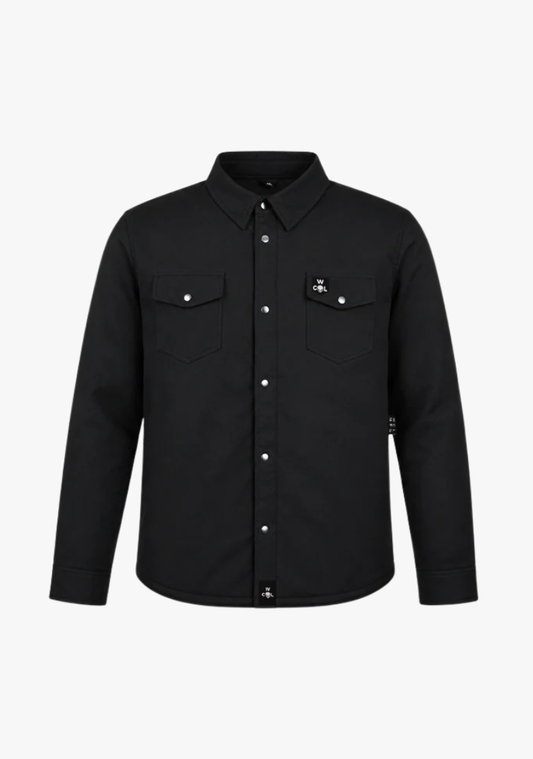 WCL Kevlar Lined Performance Motorcycle Riding Long sleeve Flannel Shirt W/T CE Level 1 armor - Black