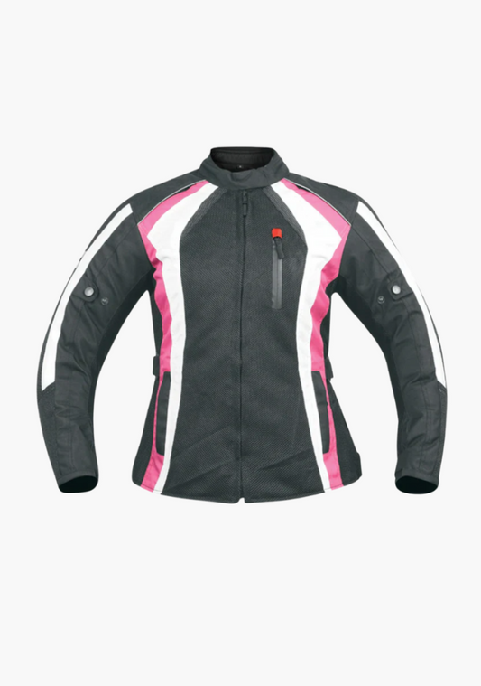 WCL Ladies Pink Waterproof Motorcycle Textile Jacket w/t Zip Out Liner