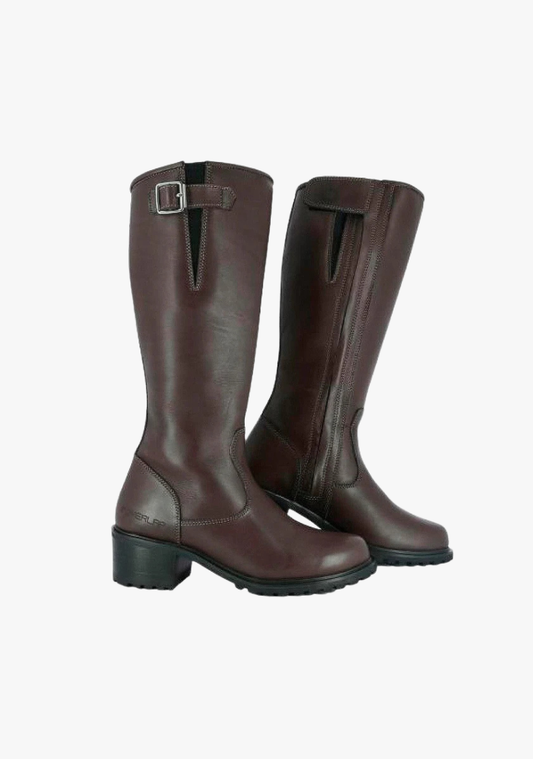 WCL Womens Motorcycle Riding Boots - Long Brown Boots
