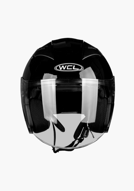 WCL 3/4 W/ Dual Flip Down Faceshields Motorcycle Helmet & Scooter Helmet Gloss Black
