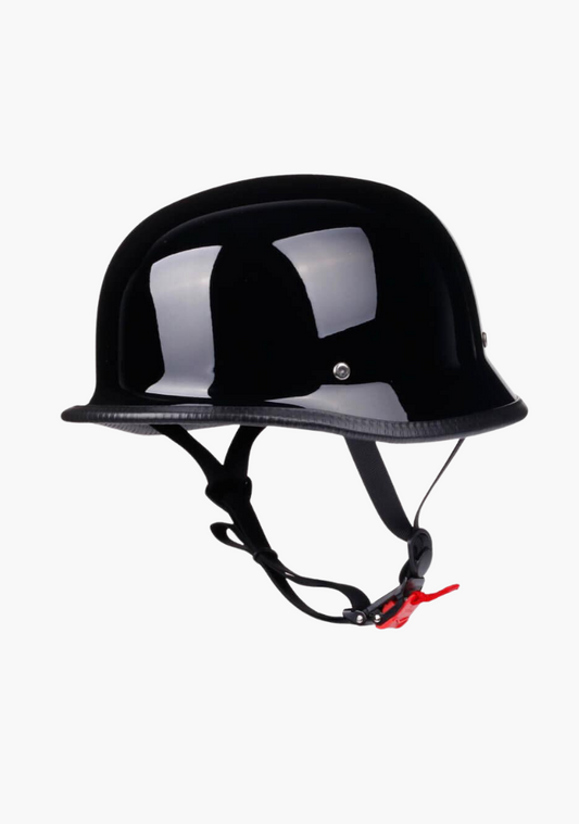 WCL Lightest and Smallest DOT German Motorcycle Half Helmet - Gloss Black