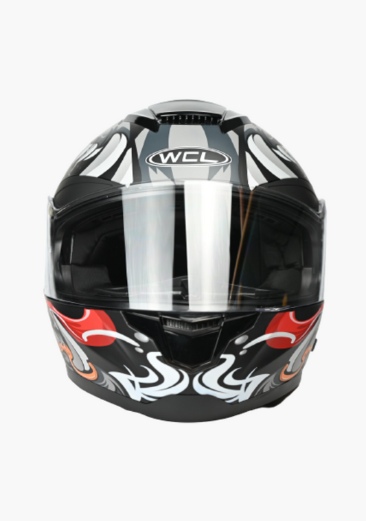 WCL Raider Full Face Motorcycle Helmet - Drop Down Tinted Visor, Quick Release Buckle, DOT Approved - Matt Red