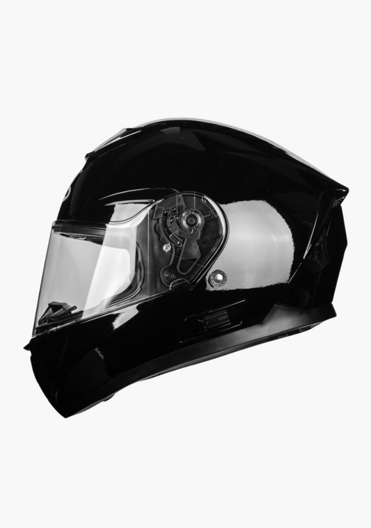 WCL Raider Full Face Motorcycle Helmet - Drop Down Tinted Visor, Quick Release Buckle, DOT Approved - Gloss Black