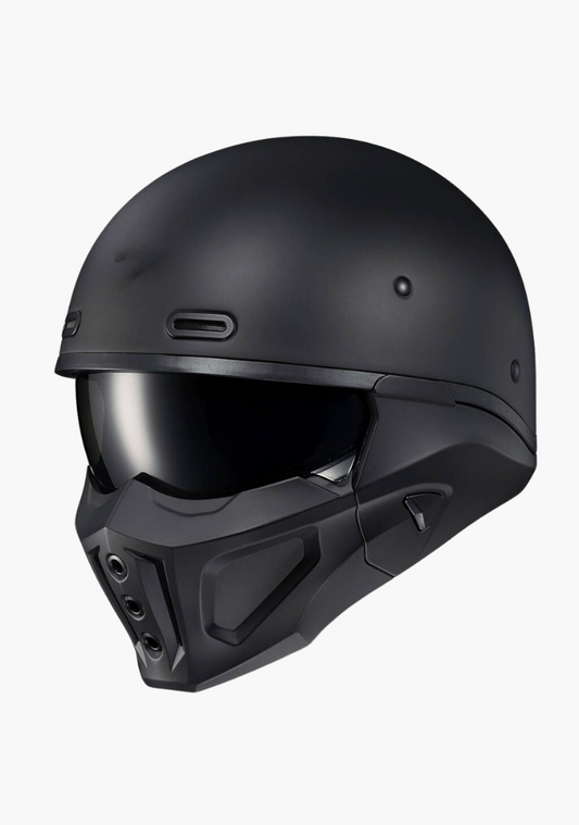WCL 2 in 1 Striker Helmet with Removable Mask - Drop Down Tinted Visor, Quick Release Buckle, DOT Approved - Mattblack