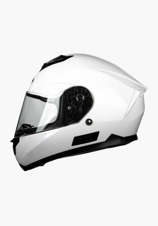 WCL Raider Full Face Motorcycle Helmet - Drop Down Tinted Visor, Quick Release Buckle, DOT Approved - White