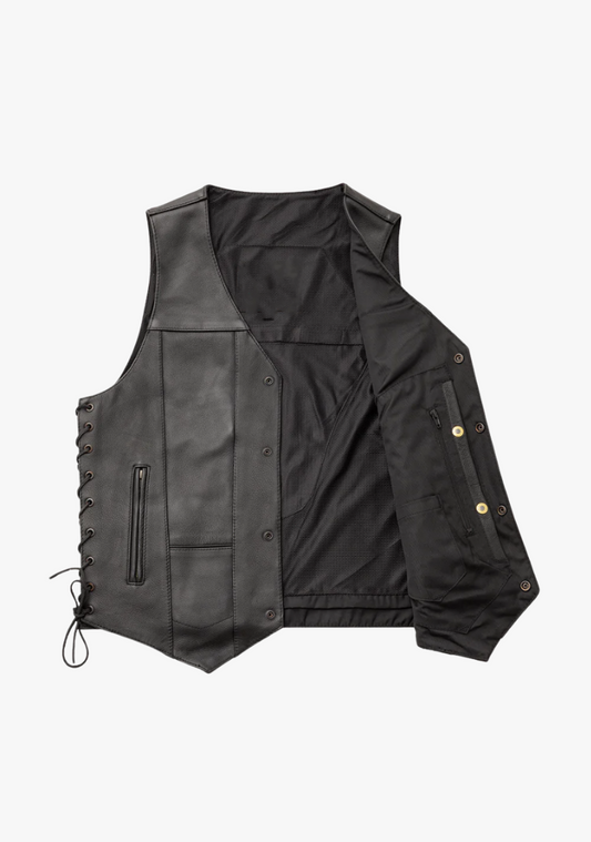 WCL Buffalo Snaped Western Style Motorcycle Leather Bar Vest