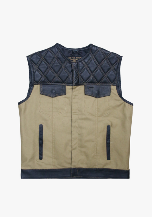 WCL Hybrid Canvas Leather Club Vest w/t Beige Canvas