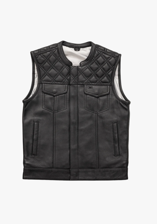 WCL Leather Club Vest w/t Black Hexagon Stitching
