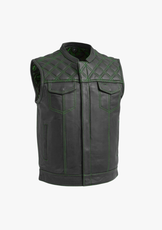 WCL Leather Club Vest w/t Green Lace