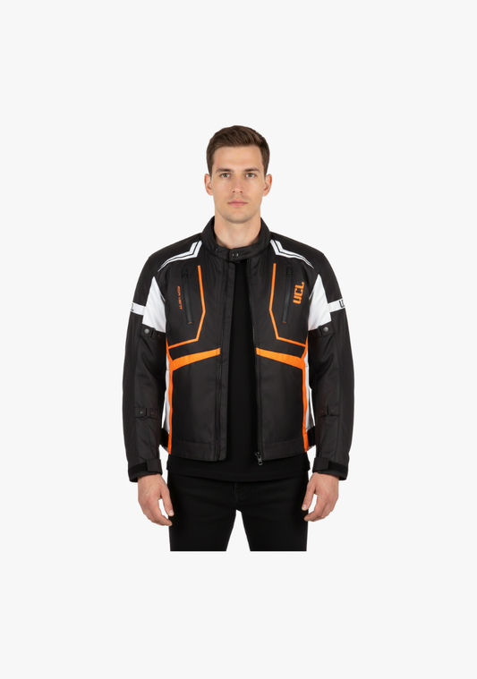 WCL Invader Armoured Motorcycle Textile Jacket - Orange