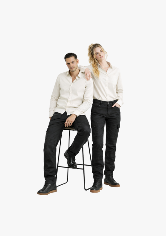 MENS TACTICAL RANGER BLACK EASY KEVLAR LINED RIDING PANTS - Bull-it X WCL