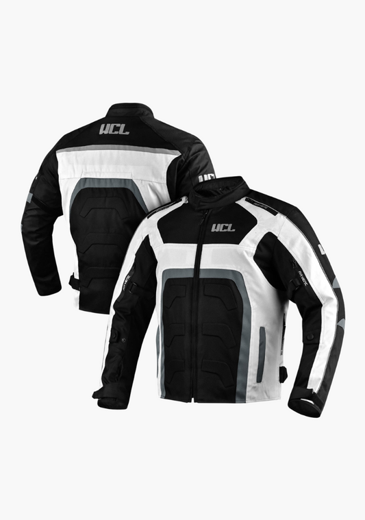 WCL Conqueror Armoured Motorcycle Textile Jacket - White