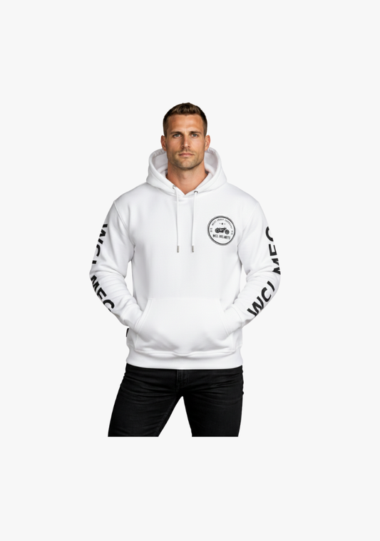 WCL Armoured Kevlar Lined Motorcycle Riding Hoodie w/t CE Level 1 Armor - White