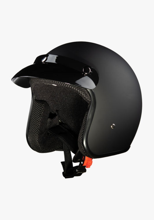 WCL Classic 3/4 Style Motorcycle Helmet Matte Black