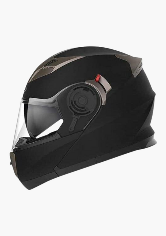 WCL Modular Full Face Motorcycle Helmet with Double Lens Visor - Flat Black