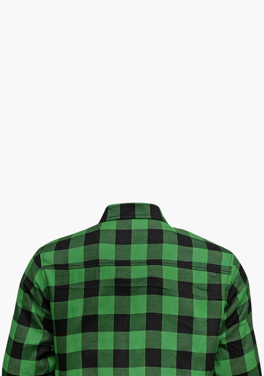 WCL Kevlar Lined Performance Motorcycle Riding Long Sleeve Flannel Shirt W/T CE Level 1 armor - Dark Green