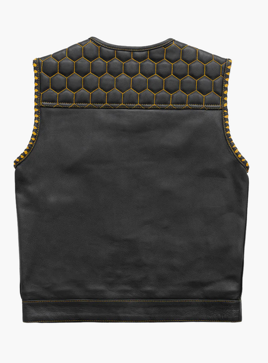 WCL Leather Club Vest w/t Yellow Stitch