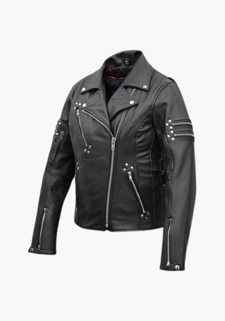 WCL LADIES PREMIUM Zipper Classic LEATHER JACKET WITH SIDE ADJUSTMENTS