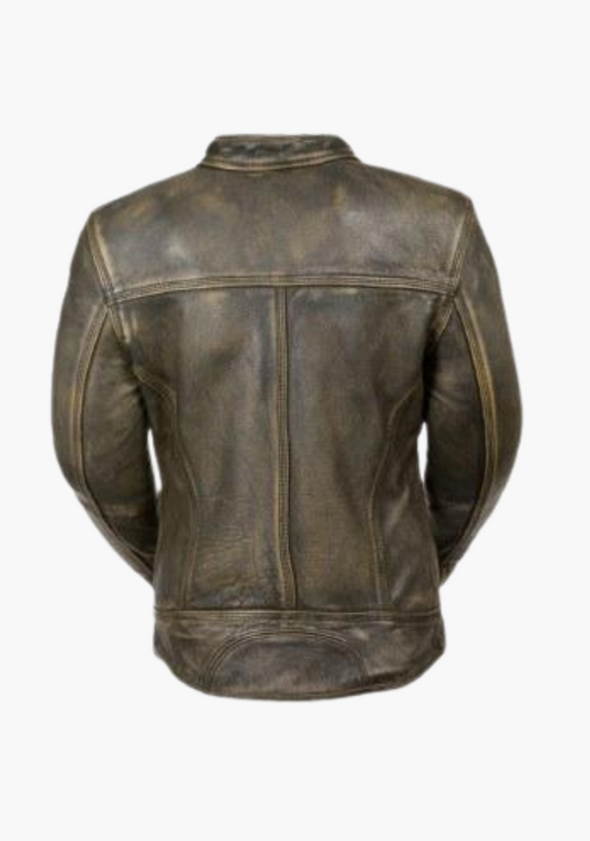 WCL Ladies Distressed Brown Vented Scooter Jacket