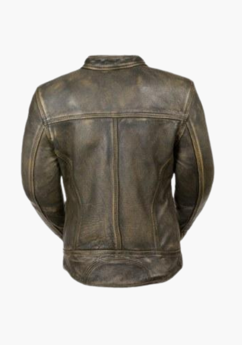 WCL Ladies Distressed Brown Vented Scooter Jacket