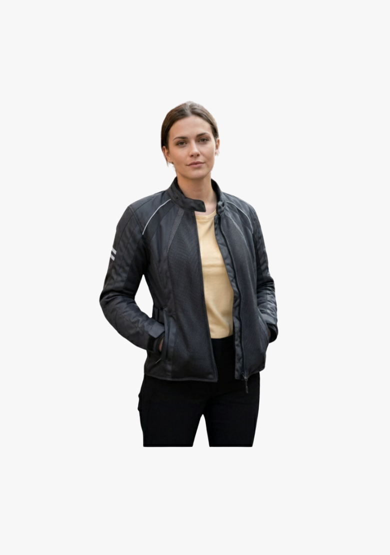 WCL Black Ladies Waterproof Motorcycle Textile Jacket w/t Zip Out Liner