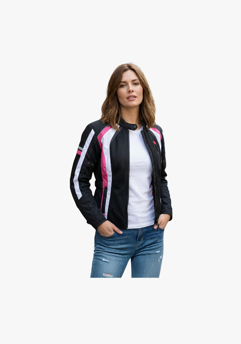 WCL Ladies Pink Waterproof Motorcycle Textile Jacket w/t Zip Out Liner