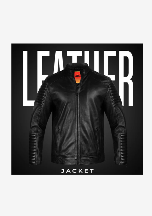 Straight Fashion Leather Jacket with Arm Design