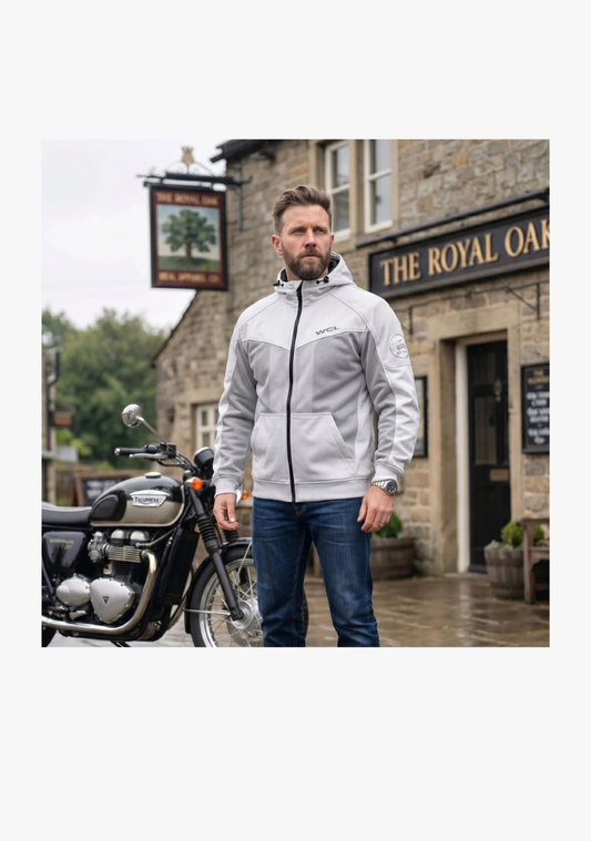 Softshell Cordura Armored Motorcycle Mesh Hoodie w/t CE Level 1 armor - White