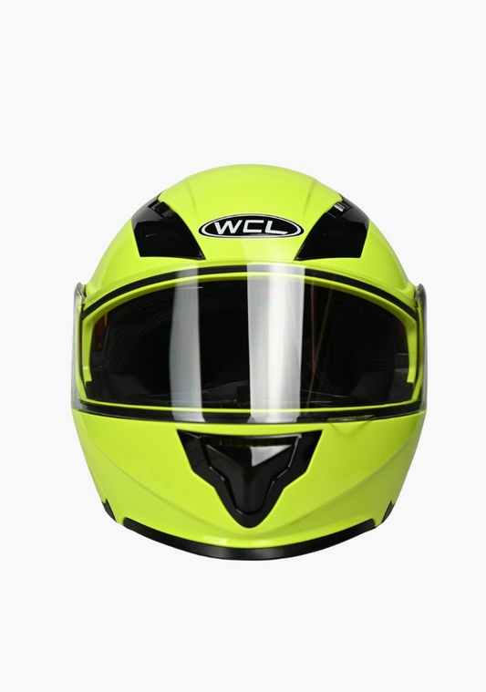 WCL Modular Full Face Motorcycle Helmet with Double Lens Visor - High Visibility