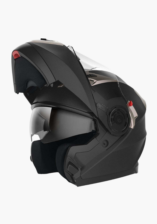 WCL Modular Full Face Motorcycle Helmet with Double Lens Visor - Flat Black