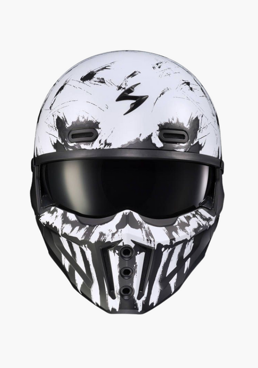 WCL 2 in 1 Striker Helmet with Removable Mask - Drop Down Tinted Visor, Quick Release Buckle, DOT Approved - Skull