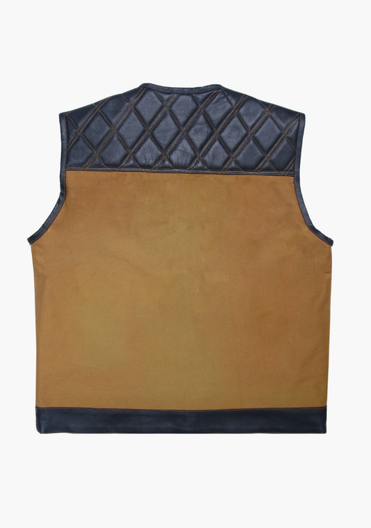 WCL Hybrid Canvas Leather Club Vest w/t Brown Quilted Leather