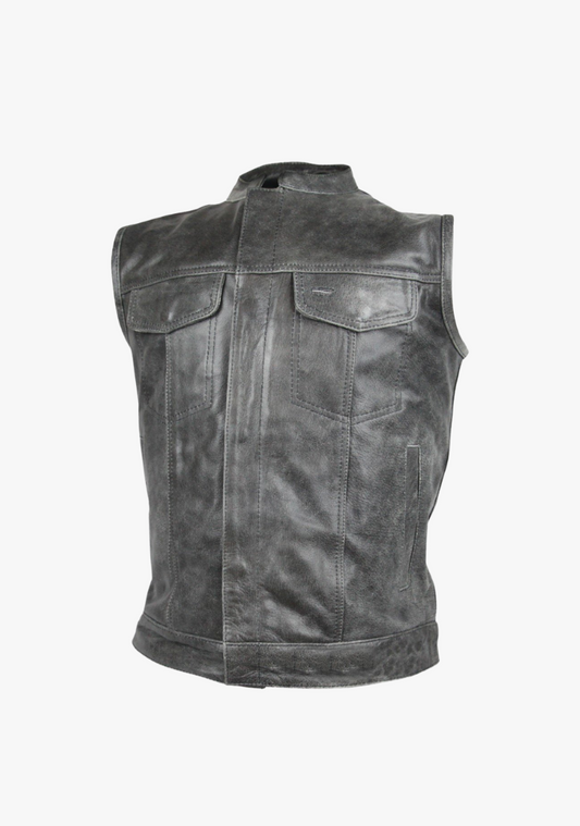 WCL Distressed Grey Style Club Leather Vest