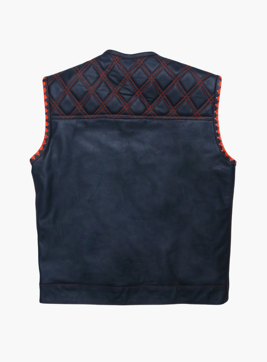 WCL Leather Club Vest w/t Red Lace Shoulder Stitching