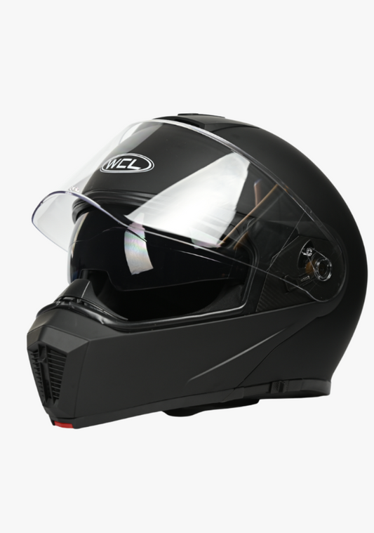 WCL 786 Modular Full Face Motorcycle Helmet with Double Lens Visor - Mattblack