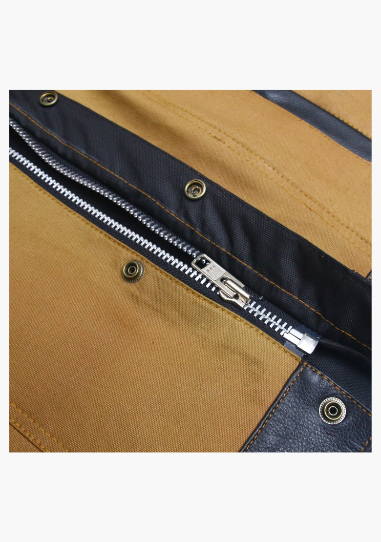 WCL Hybrid Canvas Leather Club Vest w/t Brown Quilted Leather