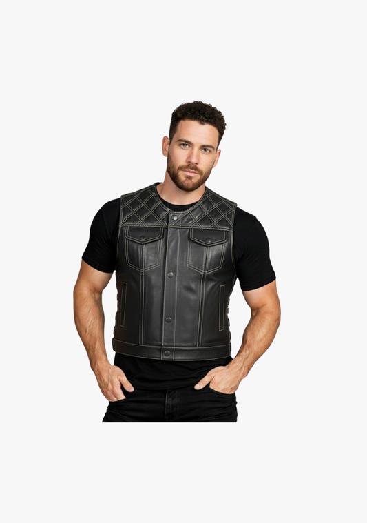 WCL Leather Club Vest w/t White Lace