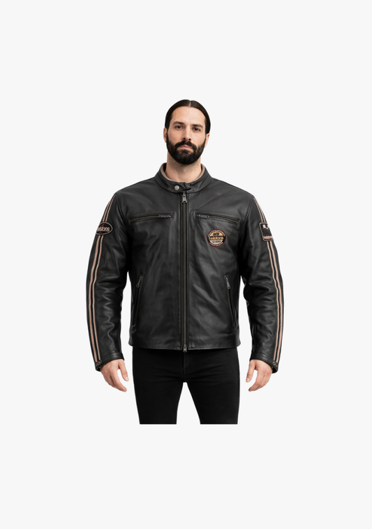 WCL Ace Brown Leather Jacket with CE level 2 Ghost Armor