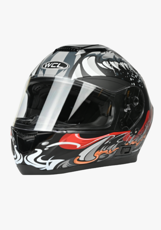 WCL Raider Full Face Motorcycle Helmet - Drop Down Tinted Visor, Quick Release Buckle, DOT Approved - Matt Red