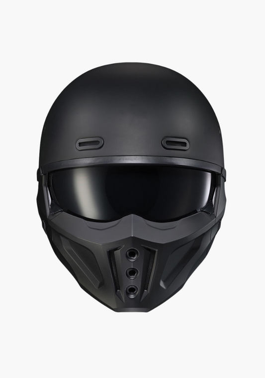 WCL 2 in 1 Striker Helmet with Removable Mask - Drop Down Tinted Visor, Quick Release Buckle, DOT Approved - Mattblack