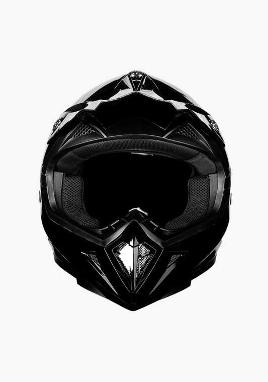 WCL Hawk Motorcycle Helmet & Dirtbike Helmet - Adjustable Sun Visor, Quick Release Buckle, DOT Approved - Gloss Black