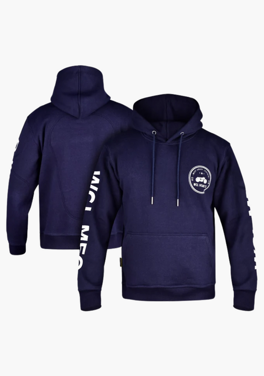 WCL Armoured Kevlar Lined Motorcycle Riding Hoodie w/t CE Level 1 Armor - Navy Blue (Copy) WCL Helmet