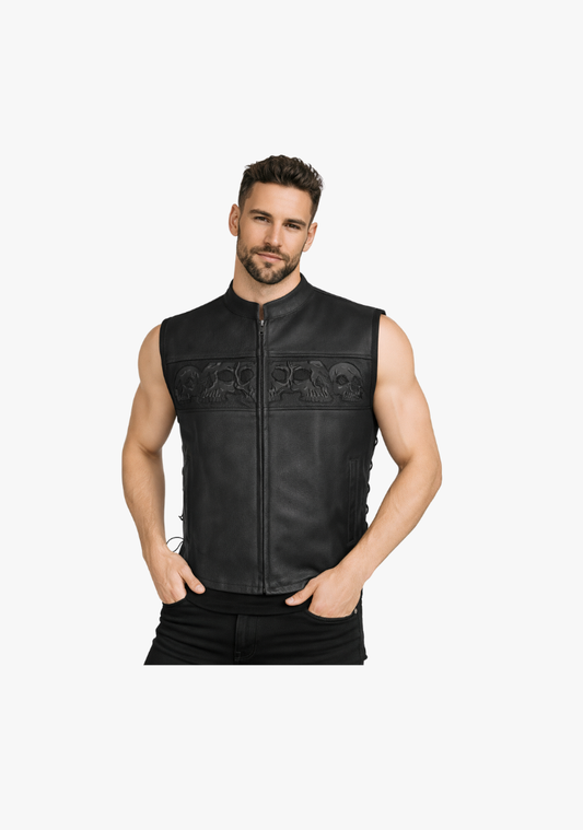 Club Style Vest with Skulls
