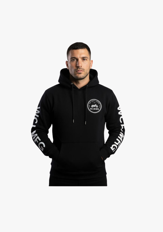 WCL Armoured Kevlar Lined Motorcycle Riding Hoodie - Black