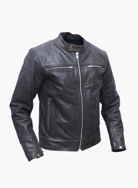 WCL Leather Scooter Style Motorcycle Jacket