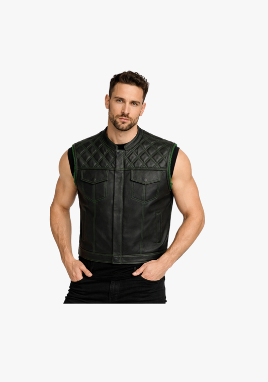 WCL Leather Club Vest w/t Green Lace