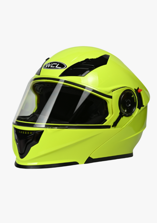 WCL Modular Full Face Motorcycle Helmet with Double Lens Visor - High Visibility