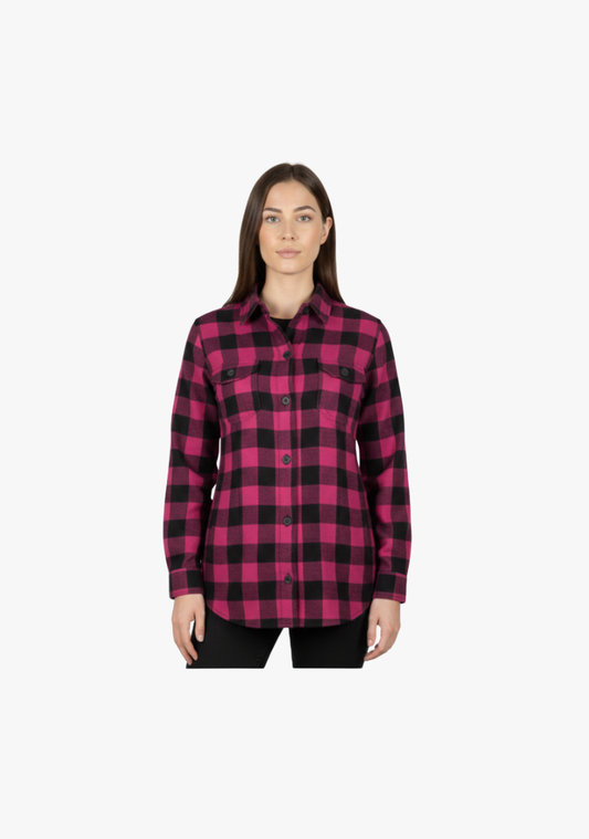 WCL Women's Kevlar Lined Performance Motorcycle Riding Long Sleeve Flannel Shirt W/T CE Level 1 armor - Pink